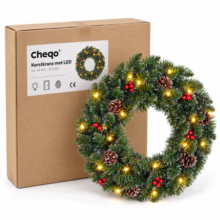 infographic opus55 verpakking - Cheqo® Kerstkrans met LED Verlichting