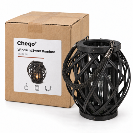 infographic opus55 verpakking - Cheqo® Windlicht Zwart