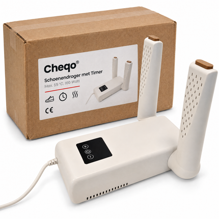 infographic opus55 verpakking - Cheqo® Elektrische Schoenendroger met Timer