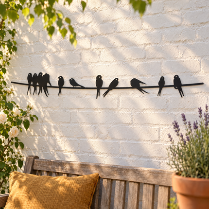 infographic opus55 hoofdafbeelding - Cheqo® Wanddecoratie Vogels op een Draad