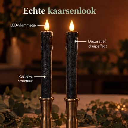 infographic opus55 infographic 2 - Cheqo® LED Dinerkaarsen Zwart Set van 2
