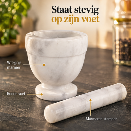infographic opus55 infographic 2 - Cheqo® Vijzel met Stamper van Wit-Grijs Marmer