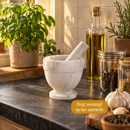 infographic opus55 infographic 6 - Cheqo® Vijzel met Stamper van Wit-Grijs Marmer