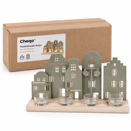 infographic opus55 verpakking - Cheqo® Theelichthouder Huisjes Saliegroen