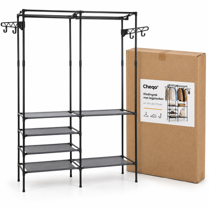 infographic opus55 verpakking - Cheqo® Kledingrek met Legplanken