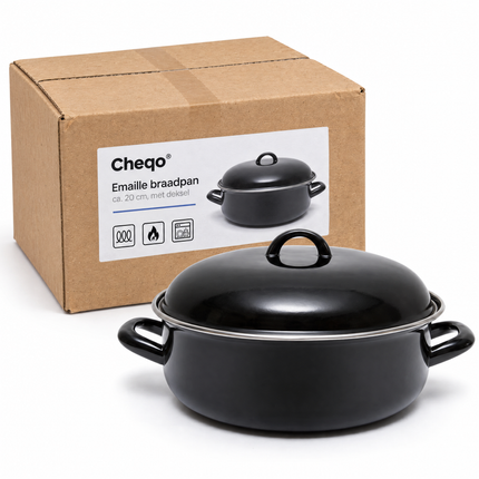 infographic opus55 verpakking - Cheqo® Emaille Braadpan met Deksel