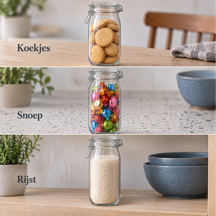 infographic opus55 infographic 4 - Cheqo® Glazen Voorraadpot 1,5 Liter met Klemdeksel