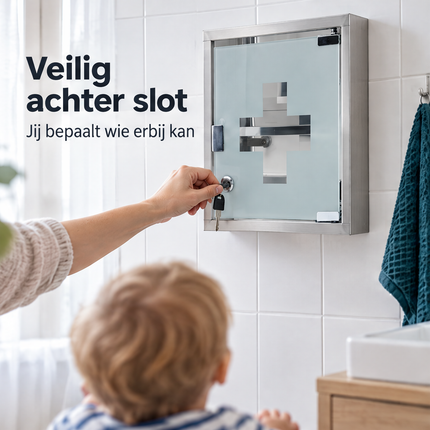 infographic opus55 infographic 1 - Cheqo® RVS Medicijnkastje met Glazen Deur en Slot