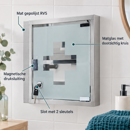 infographic opus55 infographic 2 - Cheqo® RVS Medicijnkastje met Glazen Deur en Slot