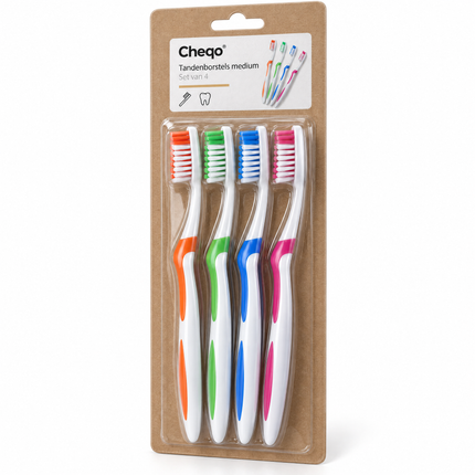 infographic opus55 verpakking - Cheqo® Tandenborstels Set van 4
