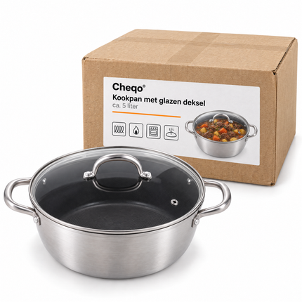 infographic opus55 verpakking - Cheqo® Kookpan met Glazen Deksel