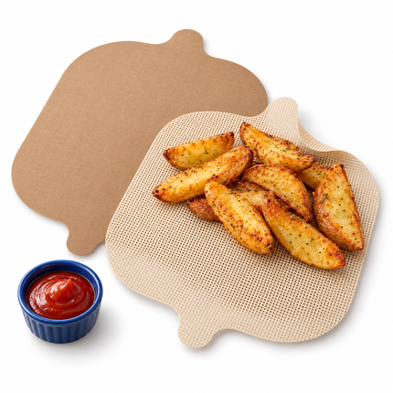 infographic opus55 hoofdafbeelding - Cheqo® Airfryer Bakmat Vierkant Set van 2