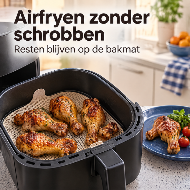 infographic opus55 infographic 1 - Cheqo® Airfryer Bakmat Vierkant Set van 2