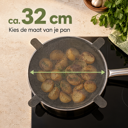 infographic opus55 infographic 3 - Cheqo® Anti Spatdeksel 32 cm met 4 Handgrepen