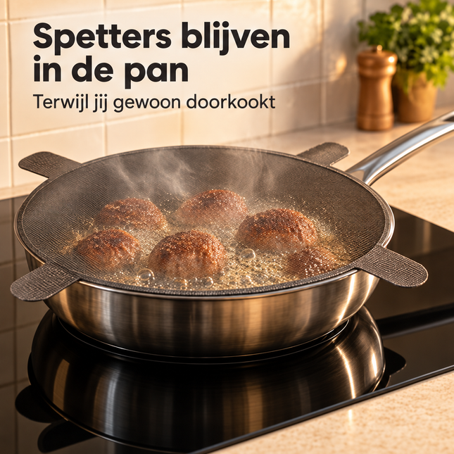 infographic opus55 infographic 1 - Cheqo® Anti Spatdeksel 28 cm met 4 Handgrepen