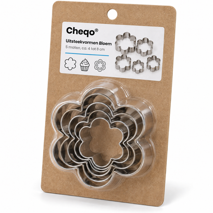 infographic opus55 verpakking - Cheqo® Uitsteekvormen Bloem Set van 5