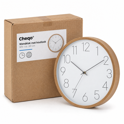 infographic opus55 verpakking - Cheqo® Wandklok 30 cm Wit