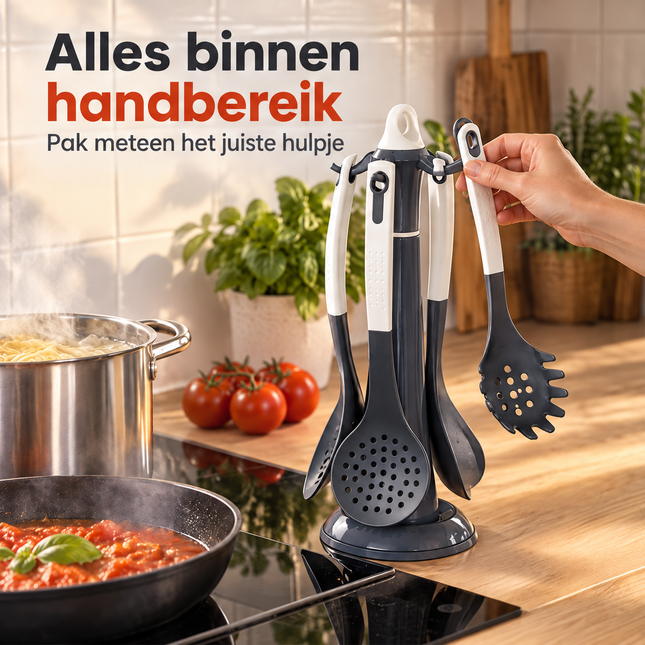 infographic opus55 infographic 1 - Cheqo® Keukengerei Set van 5 met Houder