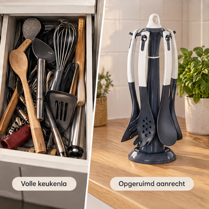 infographic opus55 infographic 5 - Cheqo® Keukengerei Set van 5 met Houder