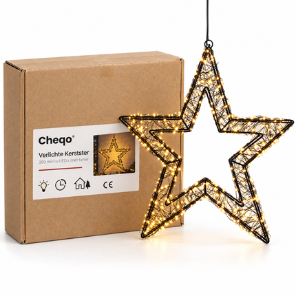 infographic opus55 verpakking - Cheqo® Verlichte Kerstster 40 cm Zwart Metaal