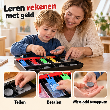 infographic opus55 niet geselecteerd (lade met 5 vakken en klemmen in plaats van 4) - Cheqo® Euro Speelgeld met Kassalade