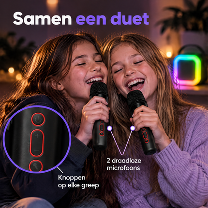 infographic opus55 infographic 2 - Cheqo® Karaoke Set met 2 Draadloze Microfoons