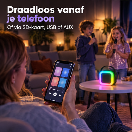 infographic opus55 infographic 4 - Cheqo® Karaoke Set met 2 Draadloze Microfoons