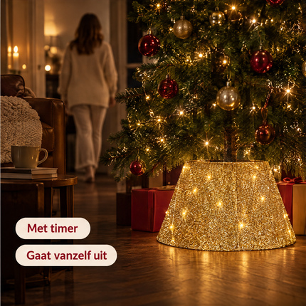 infographic opus55 niet geselecteerd (witte snijrand links (1 px) lokaal weggeknipt, zelfde beeld) - Cheqo® Kerstboomrok Goud met LED Verlichting en Timer