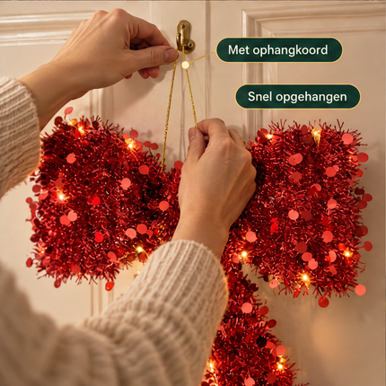 infographic opus55 niet geselecteerd (donkere snijlijn boven (1 px) lokaal weggeknipt, zelfde beeld) - Cheqo® Kerststrik Rood met LED Verlichting