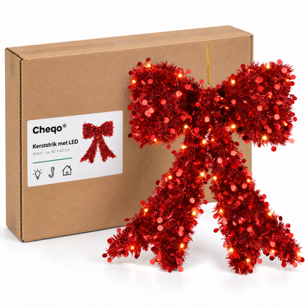 infographic opus55 verpakking - Cheqo® Kerststrik Rood met LED Verlichting
