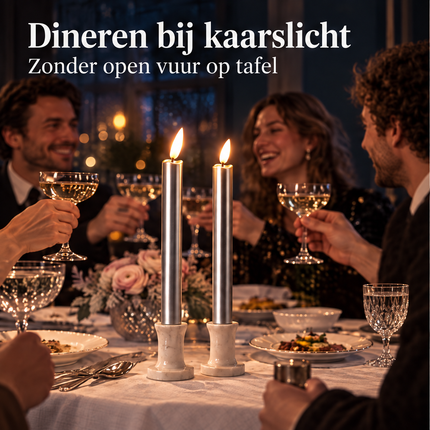 infographic opus55 infographic 1 - Cheqo® LED Dinerkaarsen Zilver Set van 2