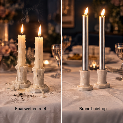 infographic opus55 infographic 5 - Cheqo® LED Dinerkaarsen Zilver Set van 2