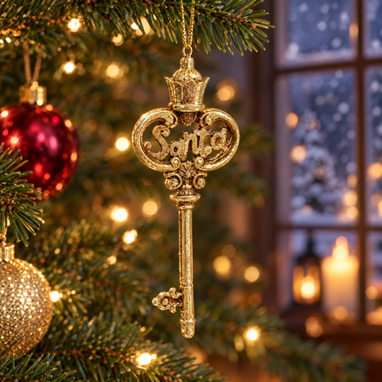 infographic opus55 hoofdafbeelding - Cheqo® Kerstman Sleutel Kerstboomhanger Goud