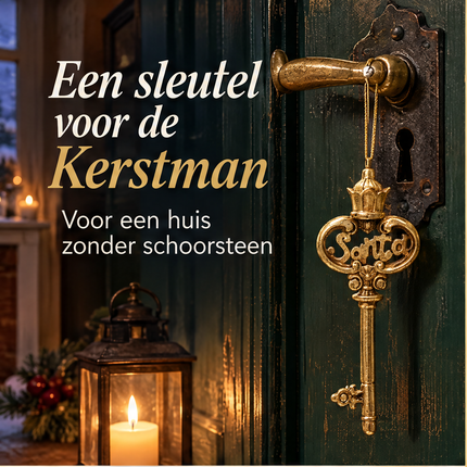 infographic opus55 niet geselecteerd (vervangen: dunne crème rasterlijn aan de rand lokaal weggeknipt (zelfde beeld, geen regen)) - Cheqo® Kerstman Sleutel Kerstboomhanger Goud