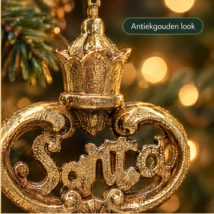 infographic opus55 niet geselecteerd (vervangen: dunne crème rasterlijn aan de rand lokaal weggeknipt (zelfde beeld, geen regen)) - Cheqo® Kerstman Sleutel Kerstboomhanger Goud