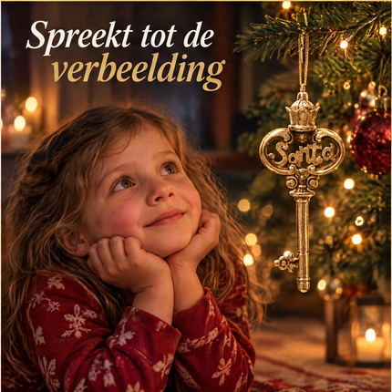 infographic opus55 niet geselecteerd (vervangen: dunne crème rasterlijn aan de rand lokaal weggeknipt (zelfde beeld, geen regen)) - Cheqo® Kerstman Sleutel Kerstboomhanger Goud