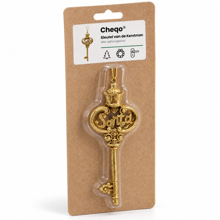 infographic opus55 verpakking - Cheqo® Kerstman Sleutel Kerstboomhanger Goud