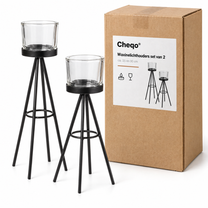 infographic opus55 verpakking - Cheqo® Waxinelichthouders Set van 2
