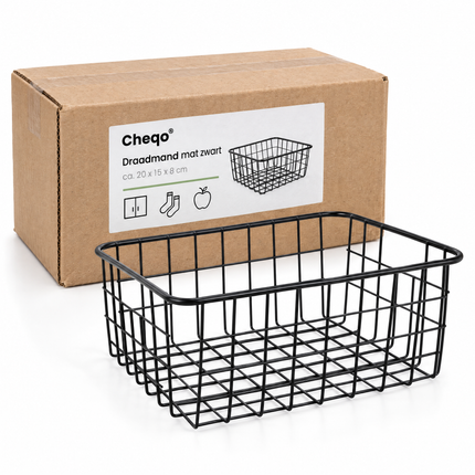 infographic opus55 verpakking - Cheqo® Rechthoekige Draadmand 20 x 15 x 8 cm