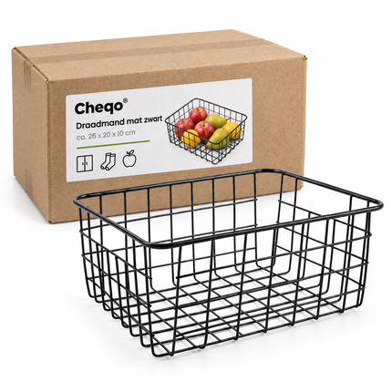 infographic opus55 verpakking - Cheqo® Rechthoekige Draadmand 25 x 20 x 10 cm