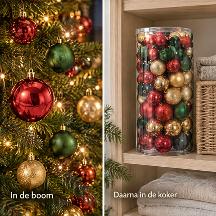 infographic opus55 infographic 6 - Cheqo® Kerstballen Set van 100 Rood Groen en Goud