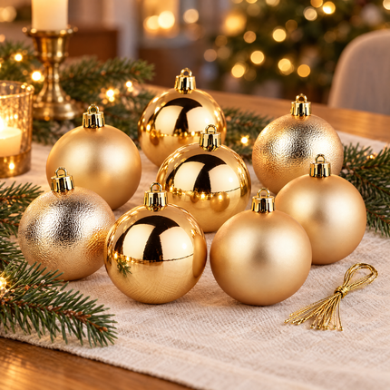 infographic opus55 hoofdafbeelding - Cheqo® Kerstballen Set van 9 Goud