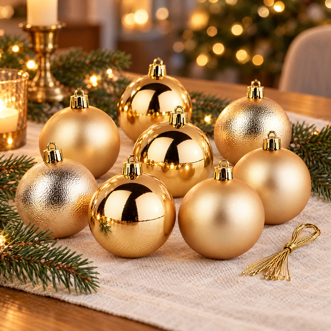 infographic opus55 hoofdafbeelding - Cheqo® Kerstballen Set van 9 Goud
