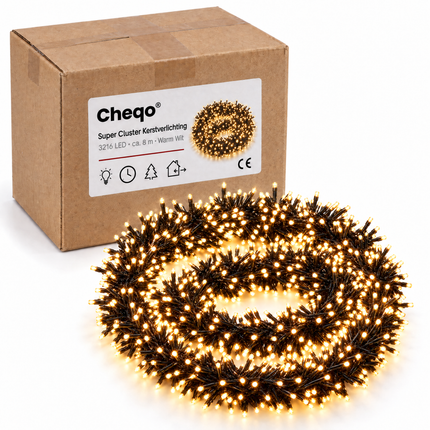 infographic opus55 verpakking - Cheqo® Super Cluster Kerstverlichting 3216 LED
