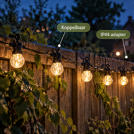 infographic opus55 niet geselecteerd (vervangen door nieuw raster: pillen wezen met lijntjes naar verkeerde plekken (IP44-adapter naar achtergrondlicht)) - Cheqo® Feestverlichting Warm Wit