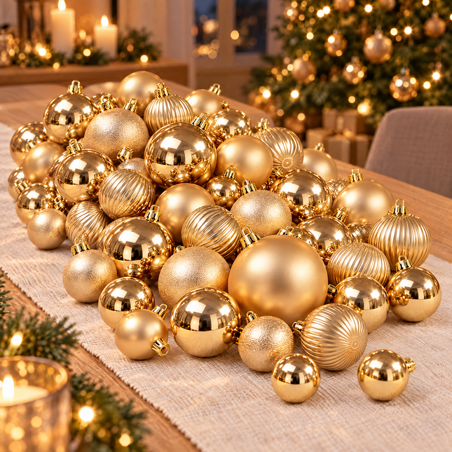 infographic opus55 hoofdafbeelding - Cheqo® Kerstballen Set van 100 Goud