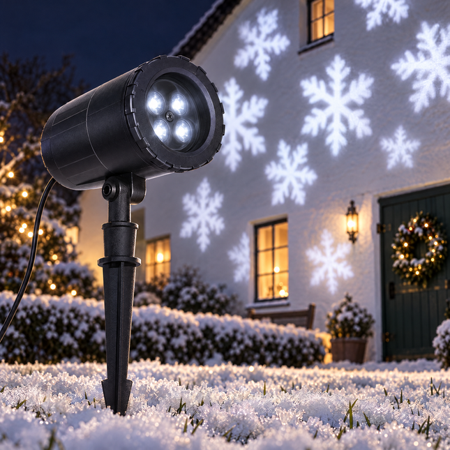 infographic opus55 hoofdafbeelding - Cheqo® LED Projector met Bewegende Sneeuwvlokken