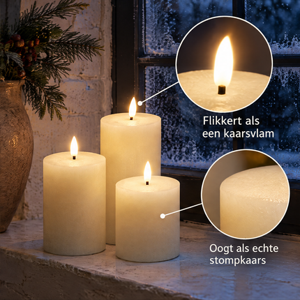 infographic opus55 infographic 2 - Cheqo® LED Kaarsen Ivoor Set van 3 met Afstandsbediening en Timer