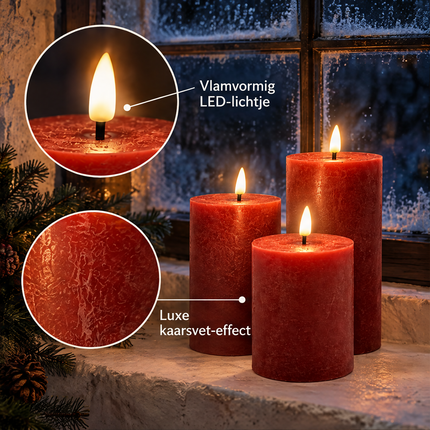 infographic opus55 infographic 2 - Cheqo® LED Kaarsen Rood Set van 3 met Afstandsbediening en Timer