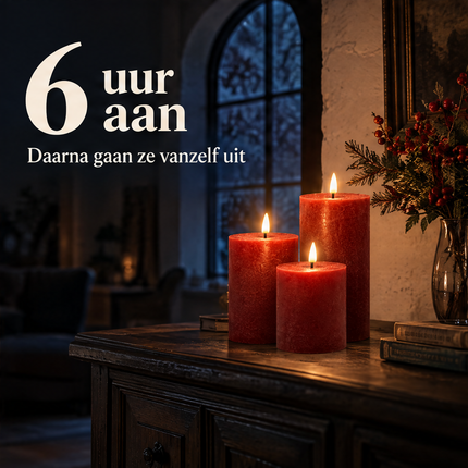 infographic opus55 infographic 5 - Cheqo® LED Kaarsen Rood Set van 3 met Afstandsbediening en Timer